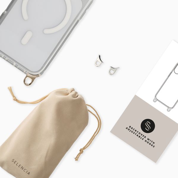 Selencia Cover posteriore Rivièra MagSafe con gancini rimovibili Apple iPhone 16 Pro - Trasparente