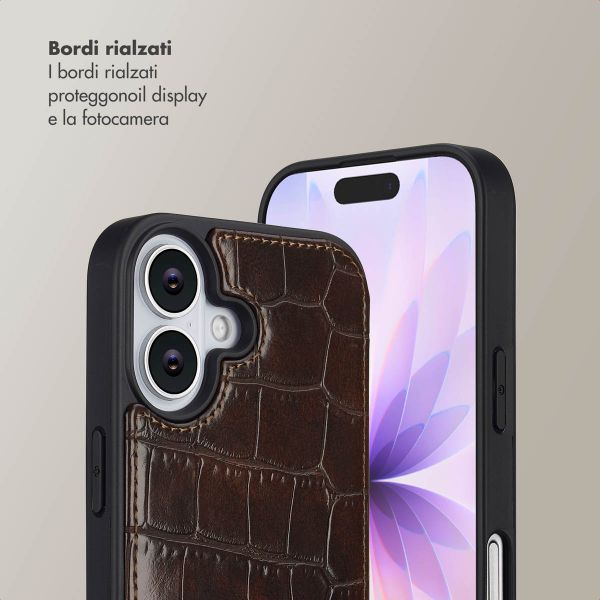 Selencia Cover per telefono Nova Croco con cordino e portacarte Apple iPhone 17 - Choco Brown
