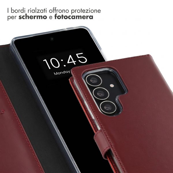 Selencia Cover a libro in vera pelle Samsung Galaxy S25 Ultra - Burgundy
