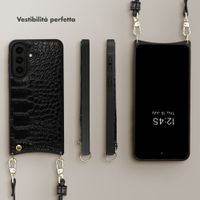 Selencia Cover per telefono Nova Croco con cordino e portacarte Samsung Galaxy A57 (5G) - Nero