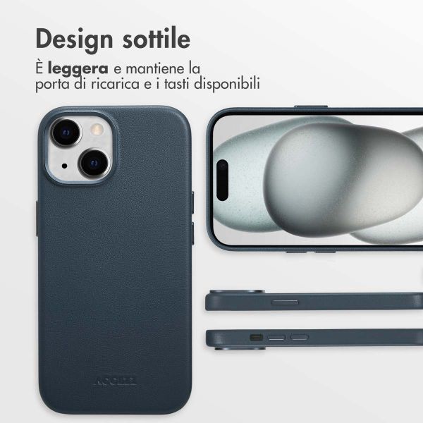 Accezz Cover in Pelle con MagSafe Apple iPhone 15 - Nightfall Blue