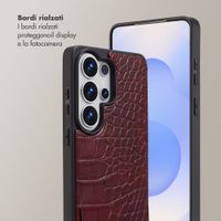 Selencia Cover per telefono Nova Croco con cordino e portacarte Samsung Galaxy S26 Ultra - Burgundy