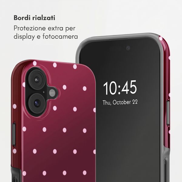 Selencia Cover posteriore Vivid con MagSafe Apple iPhone 16 - Happy Dots Burgundy