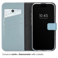 Selencia Cover a libro in vera pelle Apple iPhone 16 - Air Blue