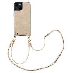 Selencia Cover per telefono Nova Croco con cordino e portacarte Apple iPhone 14 / 13 - Beige