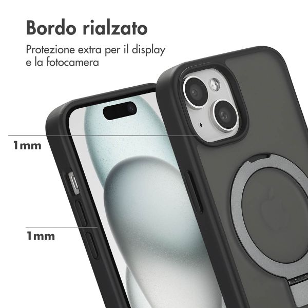 Accezz Cover con anello e supporto con MagSafe Apple iPhone 15 - Nero