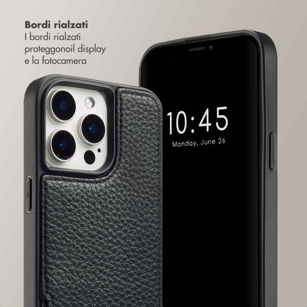 Selencia Cover per telefono Nova con cordino e portacarte Apple iPhone 15 Pro Max - Nero