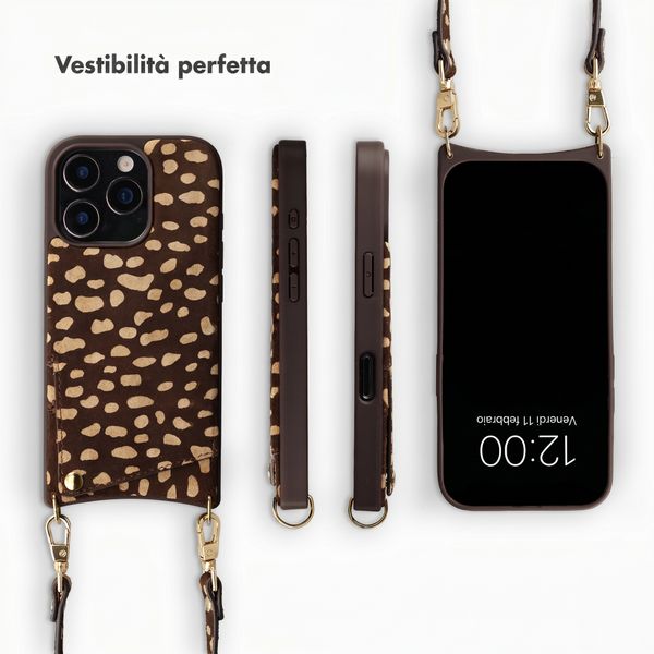 Selencia Nova cover posteriore in vera pelle con portacarte Apple iPhone 16 Pro - Fawn Chic
