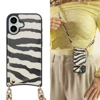 Selencia Cover per telefono Nova con cordino e portacarte Apple iPhone 16 - Zazzy Zebra