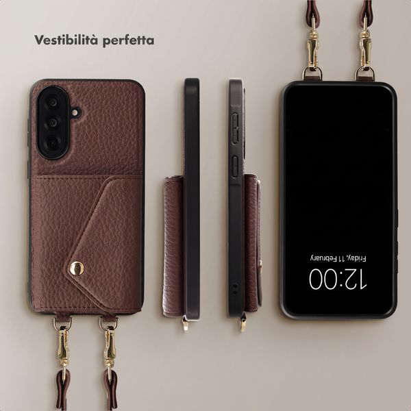 Selencia Cover per telefono Sera con cordino e portacarte a busta Samsung Galaxy A36 - Chocolate Brown