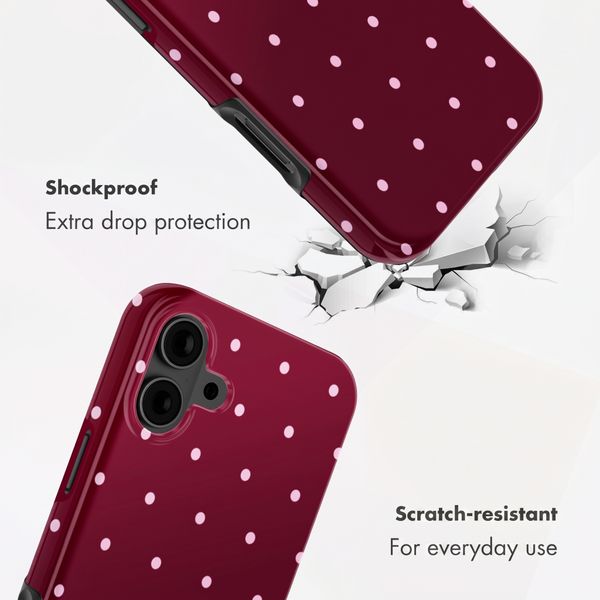 Selencia Vivid Backcover Apple iPhone 16 - Happy Dots Burgundy