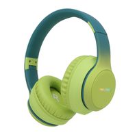 imoshion Cuffie wireless per bambini LED Light - Limitatore di decibel - Con cavo AUX - Petrol Green / Lime