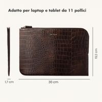 Selencia Cover per laptop / tablet Croco 11 pollici - Choco Brown