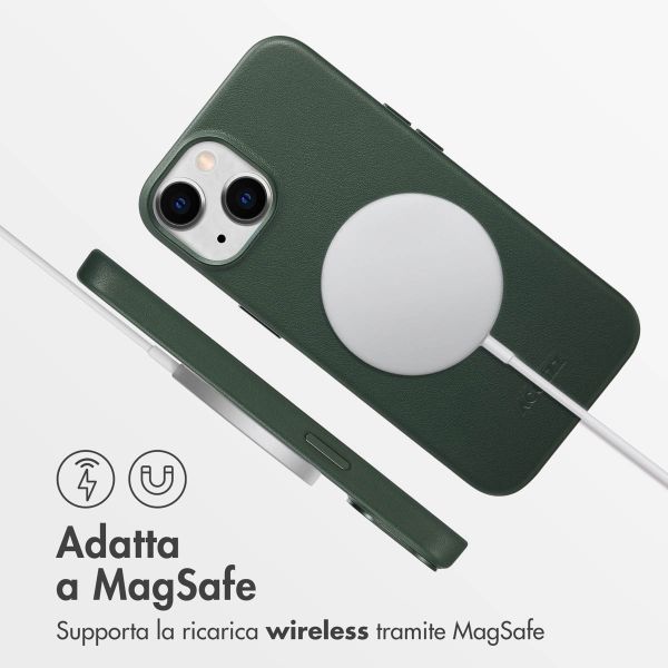 Accezz Cover in Pelle con MagSafe Apple iPhone 14 - Cedar Green