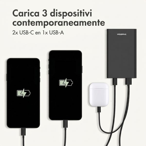 imoshion Powerbank in alluminio Ultra Series 20.000 mAh - Ricarica rapida fino a 33 watt - Nero
