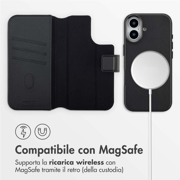 Accezz Cover in pelle 2 in 1 con MagSafe Apple iPhone 17 - Onyx Black