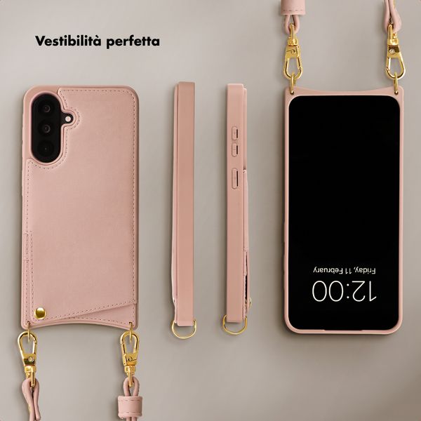 Selencia Cover per telefono Nova con cordino e portacarte Samsung Galaxy A36 - Dusty Rose