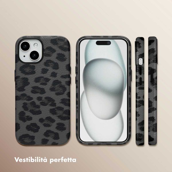 Selencia Cover Sabi Stampa pantera con MagSafe Apple iPhone 15 - Midnight Black