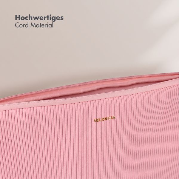 Selencia Cover per laptop in velluto a coste 15-16 pollici - Sleeve per laptop - Soft Blush