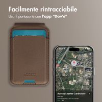 Accezz Portafoglio in pelle magnetico con supporto - Compatibile con Apple Find My - Coffee Brown