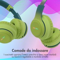 imoshion Cuffie wireless per bambini LED Light - Limitatore di decibel - Con cavo AUX - Petrol Green / Lime