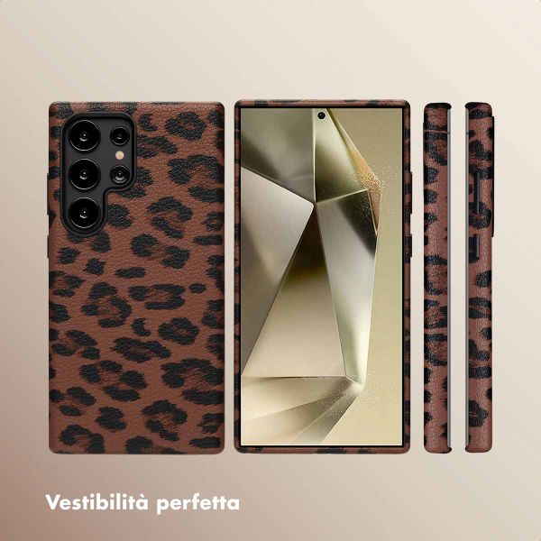 Selencia Cover Sabi Stampa pantera con MagSafe Samsung Galaxy S24 Ultra - Mocha Brown