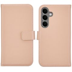 Selencia Cover a libro in vera pelle Samsung Galaxy S25 - Dusty Pink