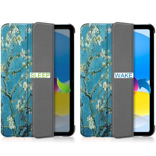 imoshion Cover Trifold Design Apple iPad 11 (2025) 11 pollici A16 / iPad 10 (2022) 10.9 pollici - Green Plant