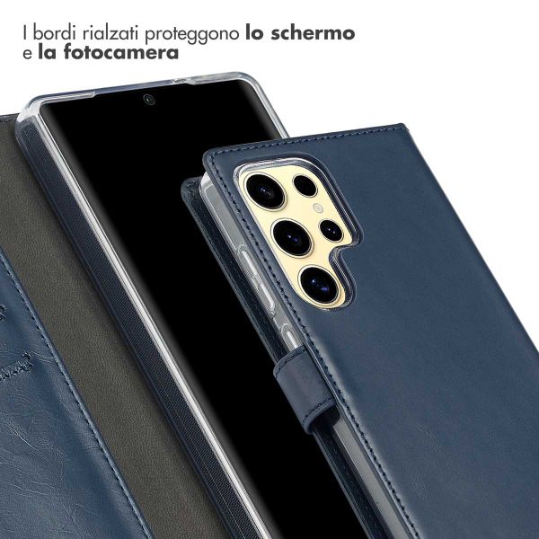 Selencia Cover a libro in vera pelle Samsung Galaxy S25 Ultra - Blu