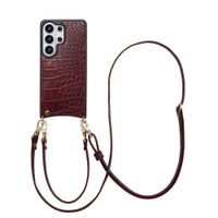 Selencia Cover per telefono Nova Croco con cordino e portacarte Samsung Galaxy S26 Ultra - Burgundy