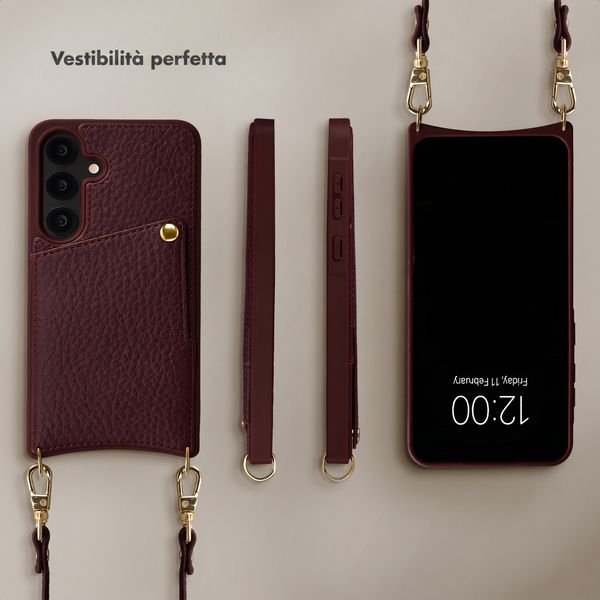 Selencia Cover per telefono Nova con cordino e portacarte Samsung Galaxy S25 / S24 - Bold Burgundy