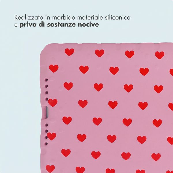 imoshion Cover Posteriore Kidsproof Design con maniglia Apple iPad 9 (2021) 10.2 pollici / iPad 8 (2020) 10.2 pollici / iPad 7 (2019) 10.2 pollici - Cuori rossi
