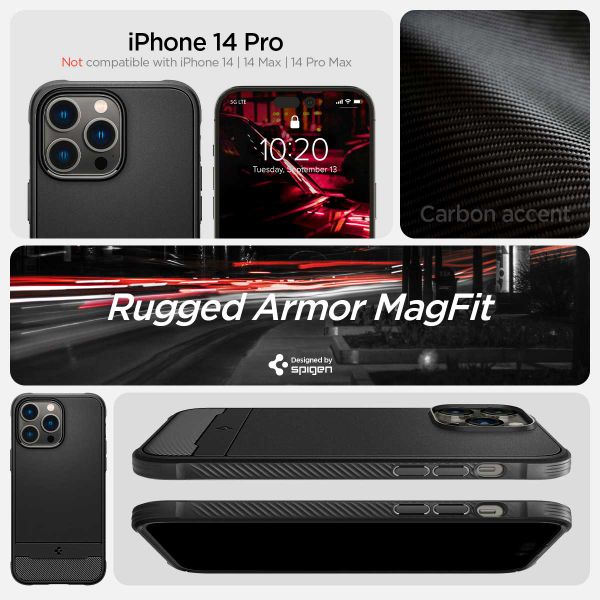 Spigen Cover Rugged Armor con MagSafe Apple iPhone 14 Pro Max - Nero