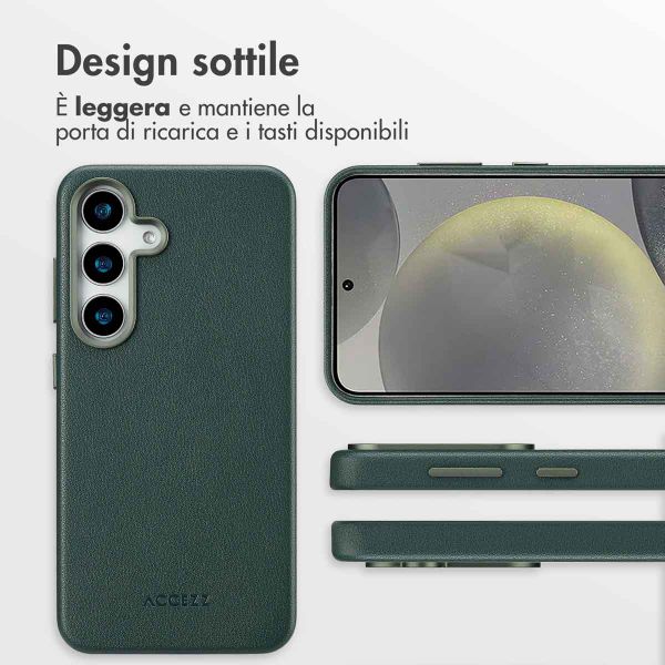 Accezz Cover in Pelle con MagSafe Samsung Galaxy S25 - Cedar Green