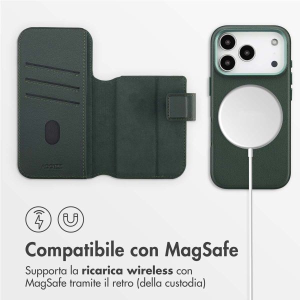 Accezz Cover in pelle 2 in 1 con MagSafe Apple iPhone 17 Pro - Cedar Green