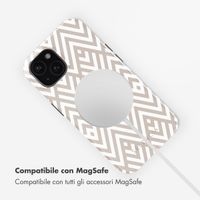 Selencia Cover posteriore Vivid con MagSafe Apple iPhone 15 - Beige Zigzag
