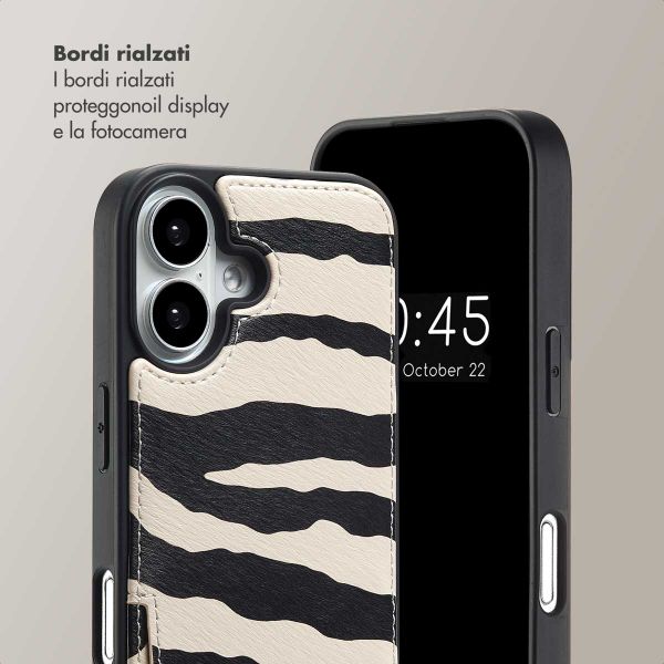 Selencia Cover per telefono Nova con cordino e portacarte Apple iPhone 16 - Zazzy Zebra