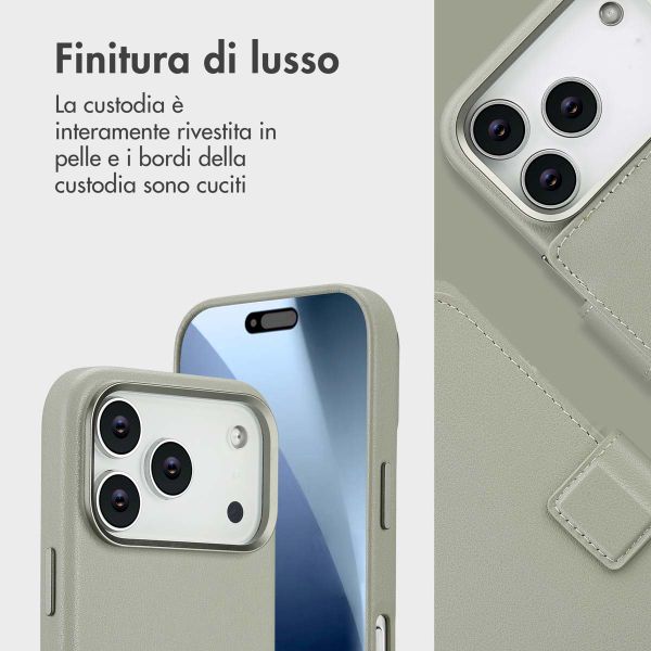 Accezz Cover in pelle 2 in 1 con MagSafe Apple iPhone 17 Pro - Light Grey