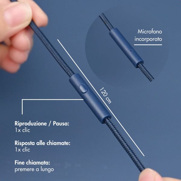 imoshion Cuffie per bambini con filo - cavo AUX - limitatore di decibel - Denim Blue