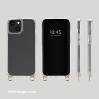 Selencia Cover trasparente con ganci rimovibili + cinturino da polso con pietre naturali Apple iPhone 15 - Pearl White