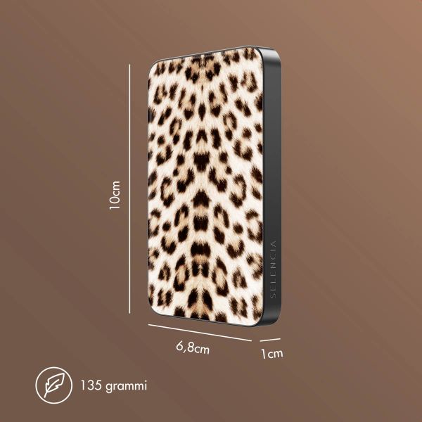 Selencia Vivid Powerbank 5.000 mAh - MagSafe e Qi - Nero / Leopard