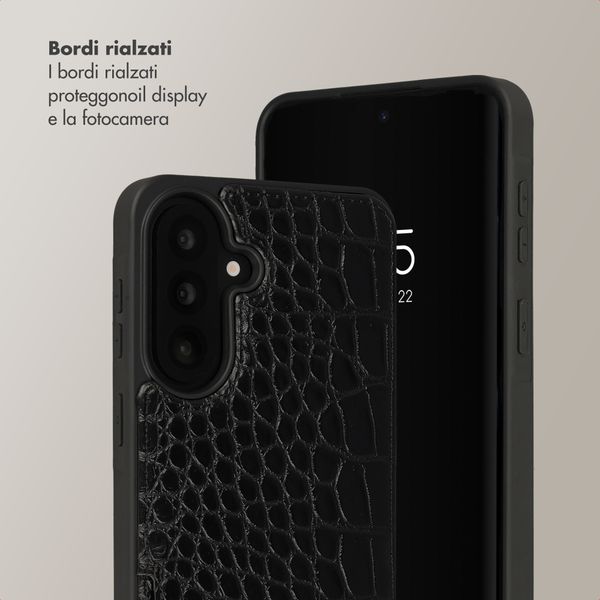 Selencia Cover per telefono Nova Croco con cordino e portacarte Samsung Galaxy A57 (5G) - Nero