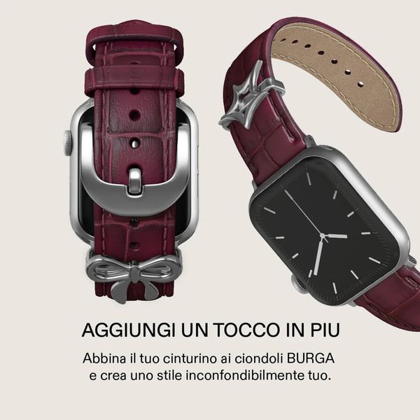 Burga Cinturino in vera pelle  - Apple Watch | 44/45/46/49 mm / Attacco universale 20 mm - Mobwife / Silver