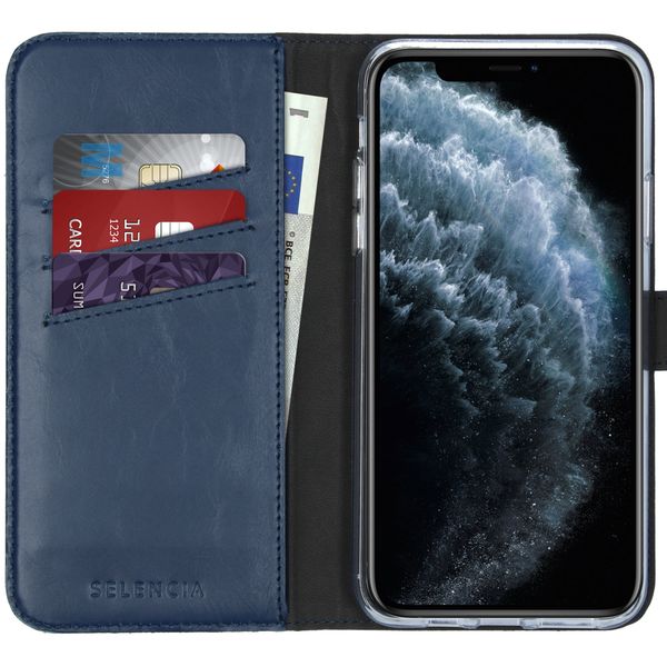 Selencia Cover a libro in vera pelle Apple iPhone 11 Pro Max - Blu