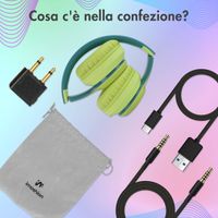 imoshion Cuffie wireless per bambini LED Light - Limitatore di decibel - Con cavo AUX - Petrol Green / Lime