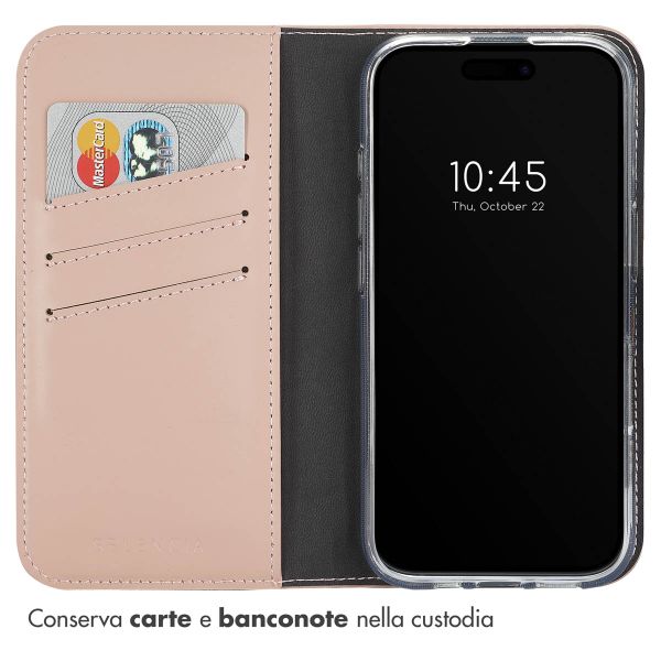 Selencia Cover a libro in vera pelle Apple iPhone 16 Plus - Dusty Pink
