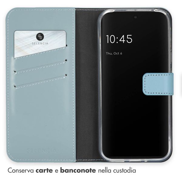 Selencia Cover a libro in vera pelle Google Pixel 9 / 9 Pro - Air Blue