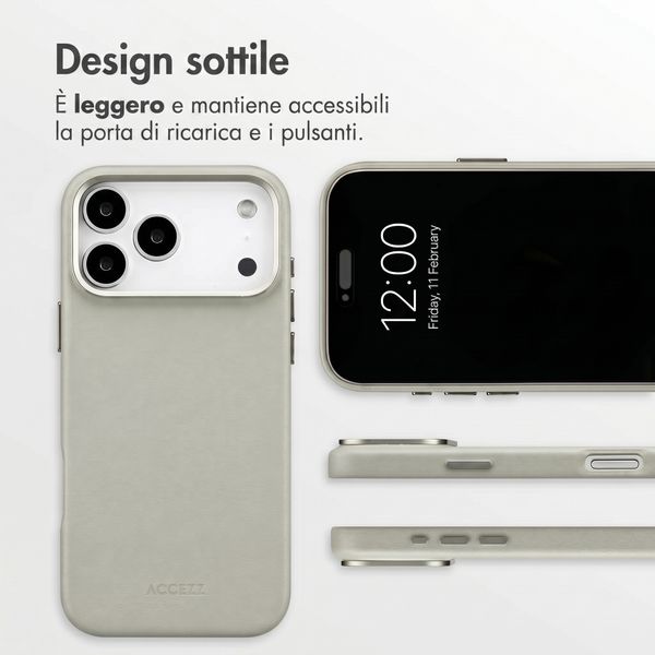 Accezz Cover in Pelle con MagSafe Apple iPhone 18 Pro Max / 17 Pro Max - Light Grey