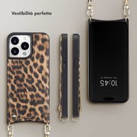 Selencia Cover per telefono Nova con cordino e portacarte Apple iPhone 15 Pro Max - Leopard