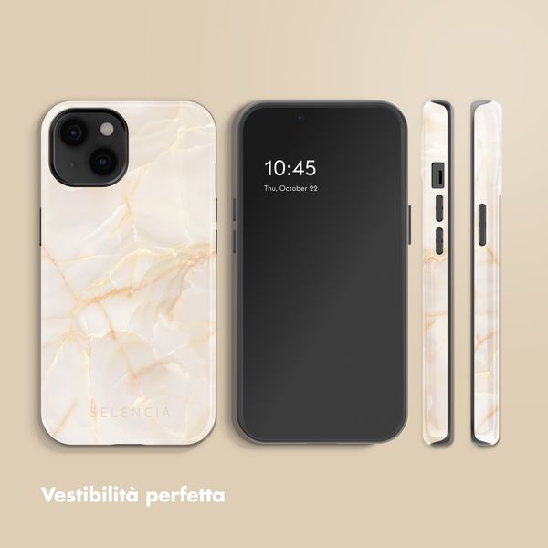 Selencia Cover posteriore Vivid con MagSafe Apple iPhone 14 - Golden Beige Marble